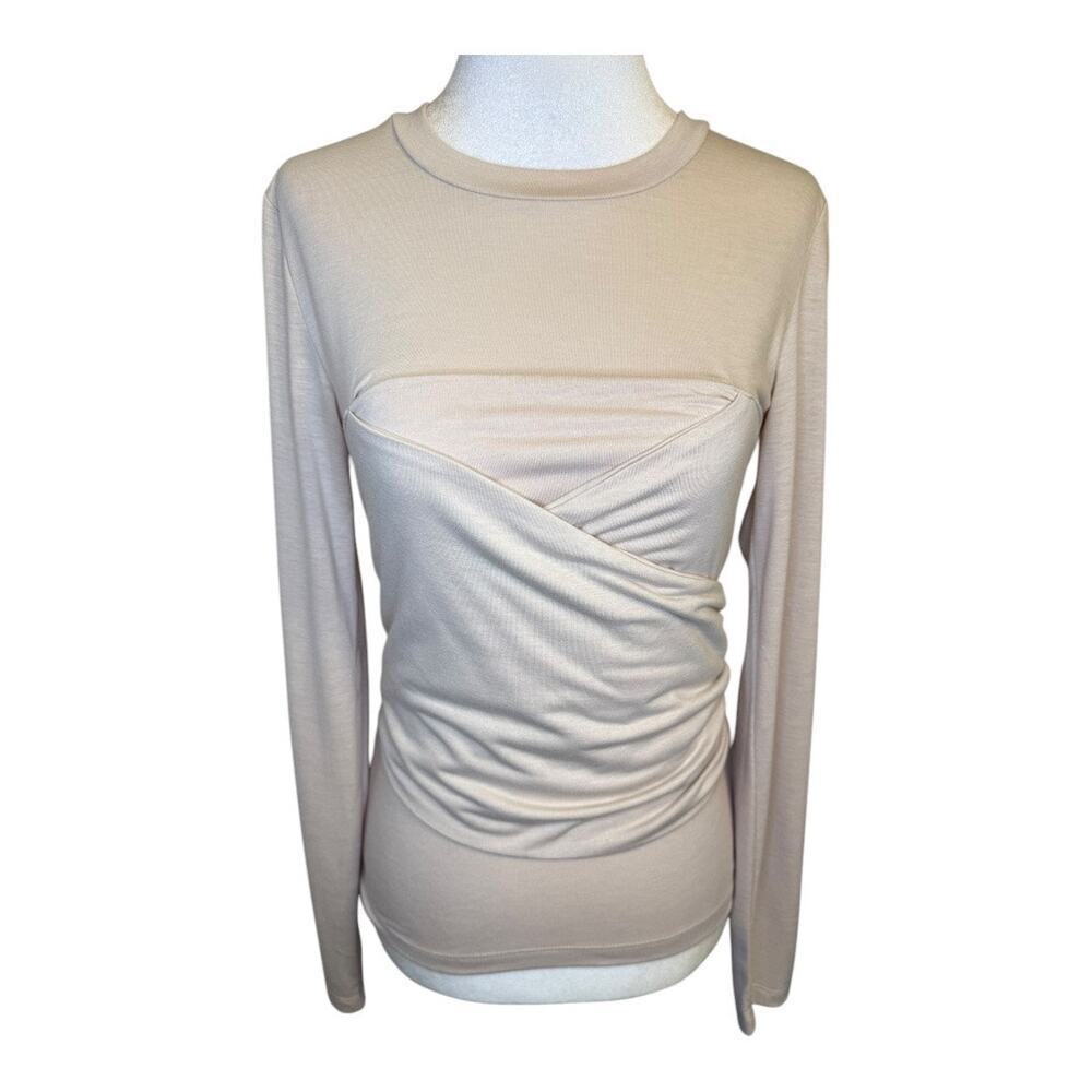 Vero Moda Women’s Small Nelly Ruched Knit Top in Oat NWOT